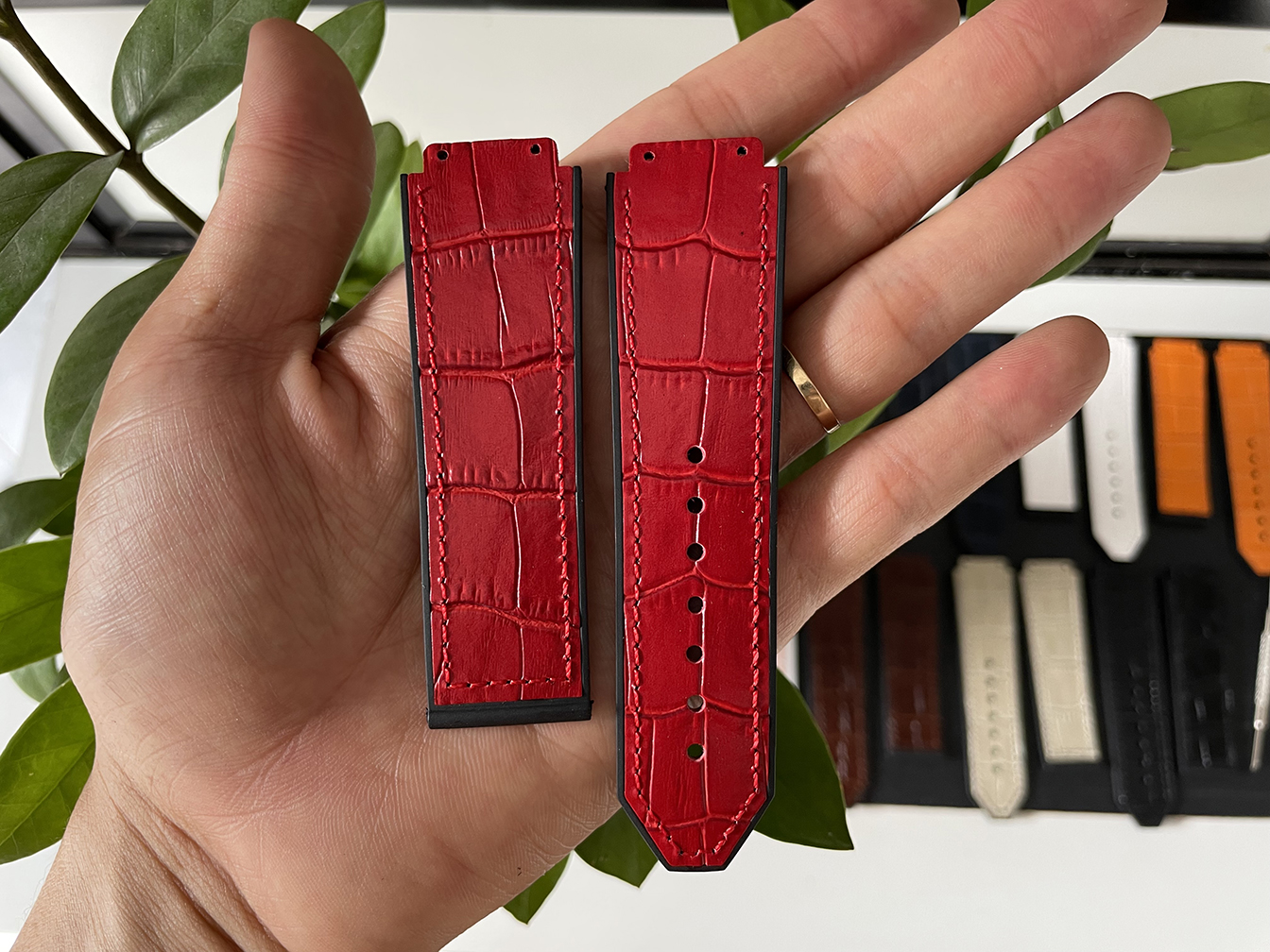 Dây đồng hồ Hublot cho nam size 42 - Dây da Hublot size 19 x 25 x 22mm tặng dụng cụ thay dây