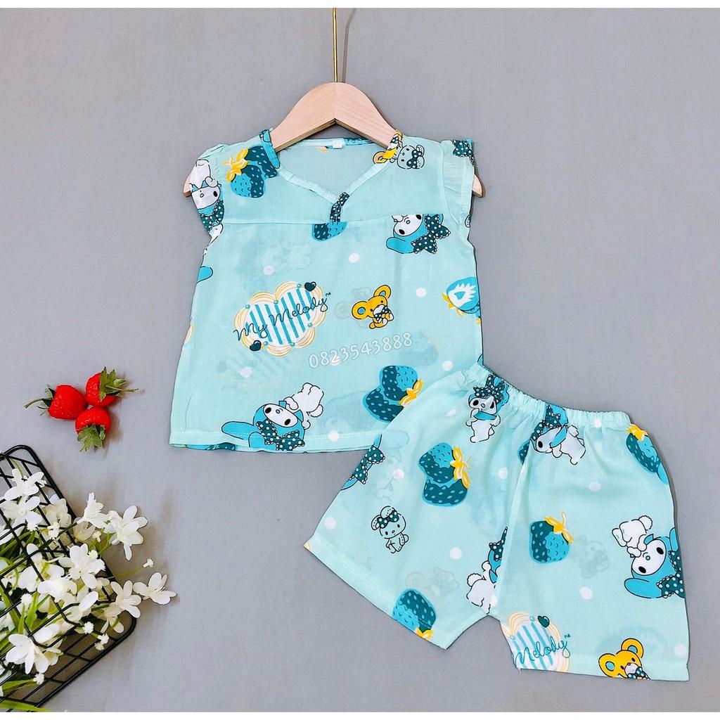 bộ cộc bé gái , vải lanh ( tole) loại 1 ( size 5-19kg)