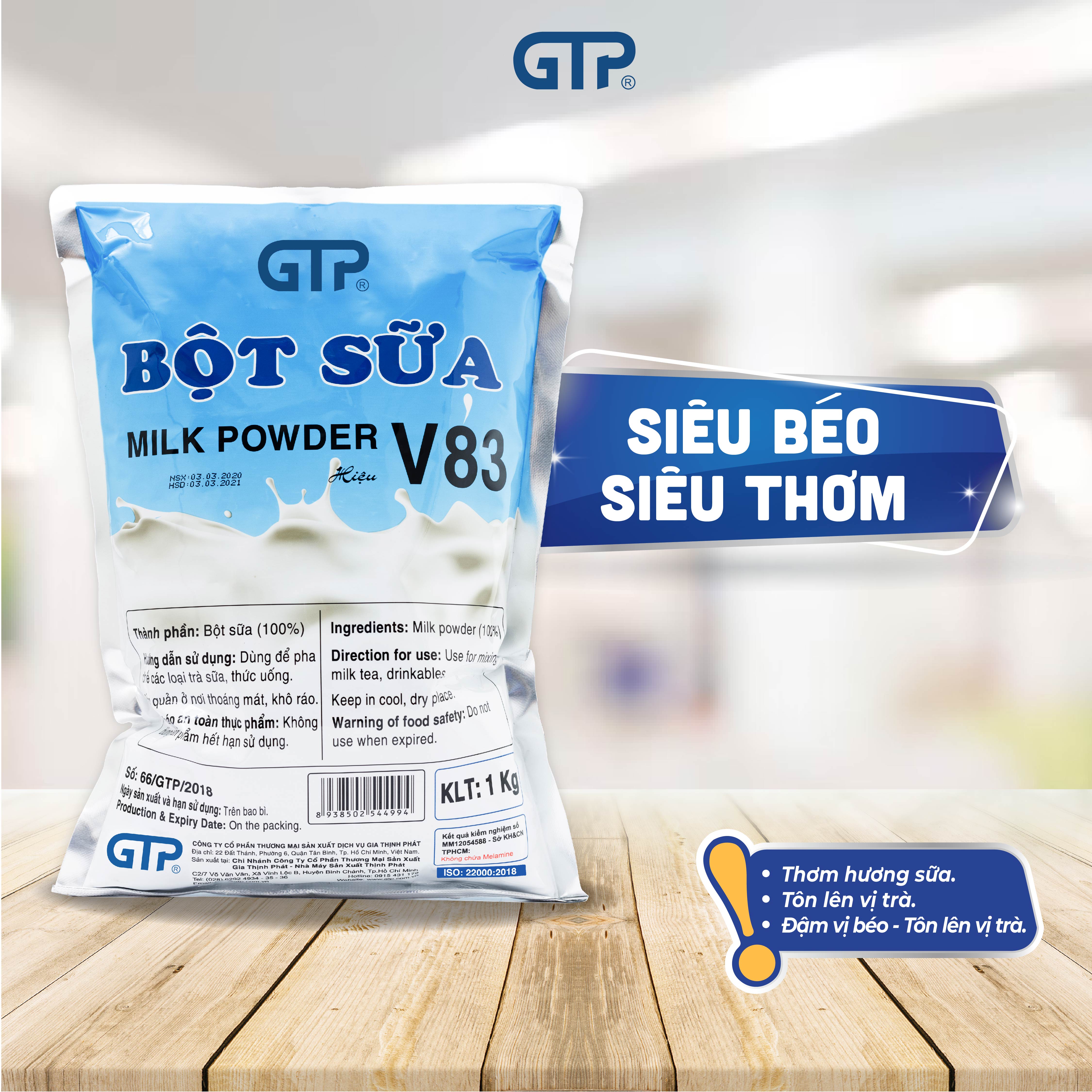 Bột sữa béo V83 GTP (1KG)- Béo, thơm đậm vị dùng để pha trà sữa, thức uống, làm bánh - SP Chính Hãng (Bột sữa V83 (1kg/bao)) 