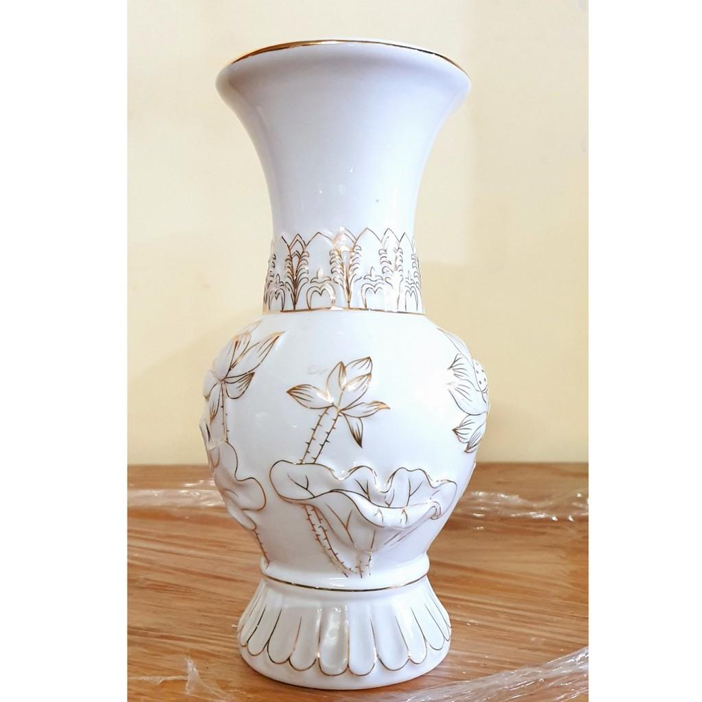 Bình bông bạch ngọc cao cấp cao 17 cm