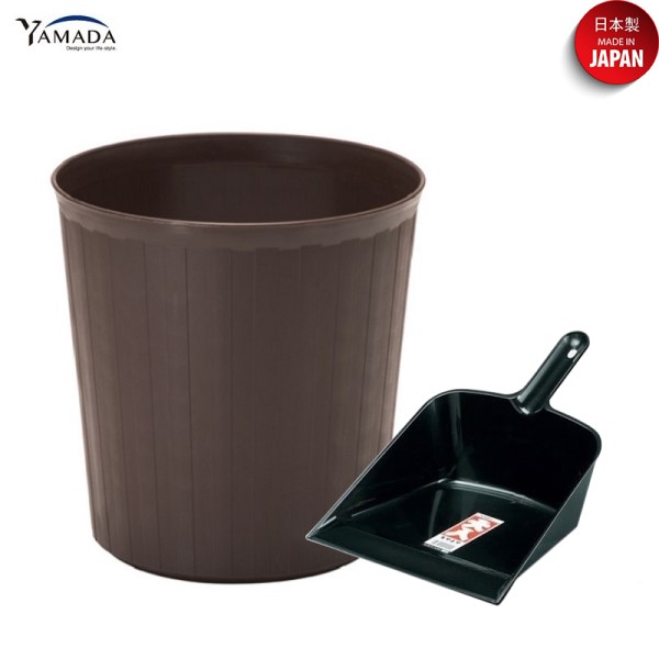 Combo thùng rác văn phòng nhựa dẻo Yamada 5L + Xẻng hót rác cán ngắn - nội địa Nhật Bản