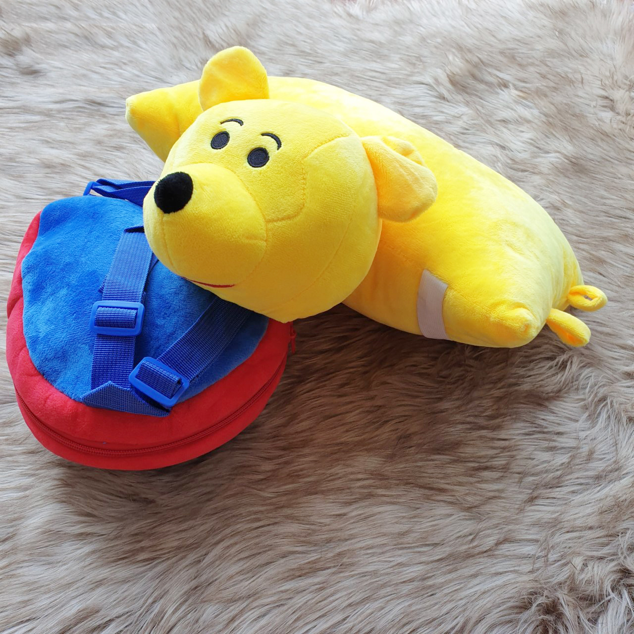 Gối đi xe máy nhồi bông cho bé hình gấu Pooh 1 đầu