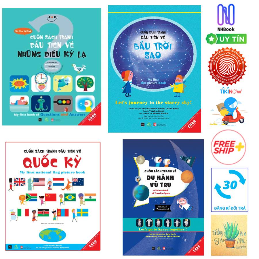 Combo Ehon Nhật Bản Cuốn Sách Tranh Đầu Tiên Về Những Điều Kỳ Lạ+Cuốn Sách Tranh Đầu Tiên Về Quốc Kỳ +Cuốn Sách Tranh Đầu Tiên Về Bầu Trời Sao Và Cuốn Sách Tranh Về Du Hành Vũ Trụ