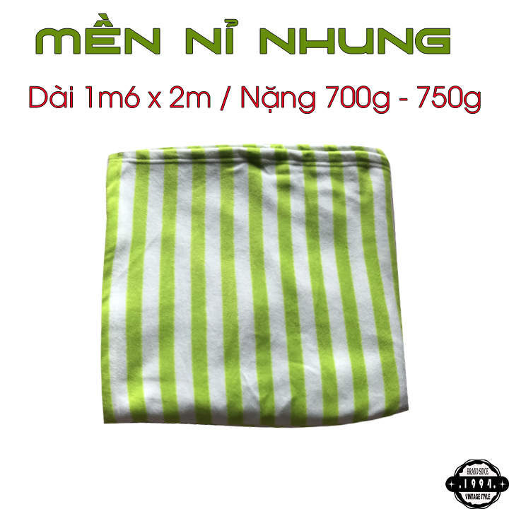 Chăn mền Len sọc xanh dương 1m6 x 2m / 800g - 900g - xanh lá