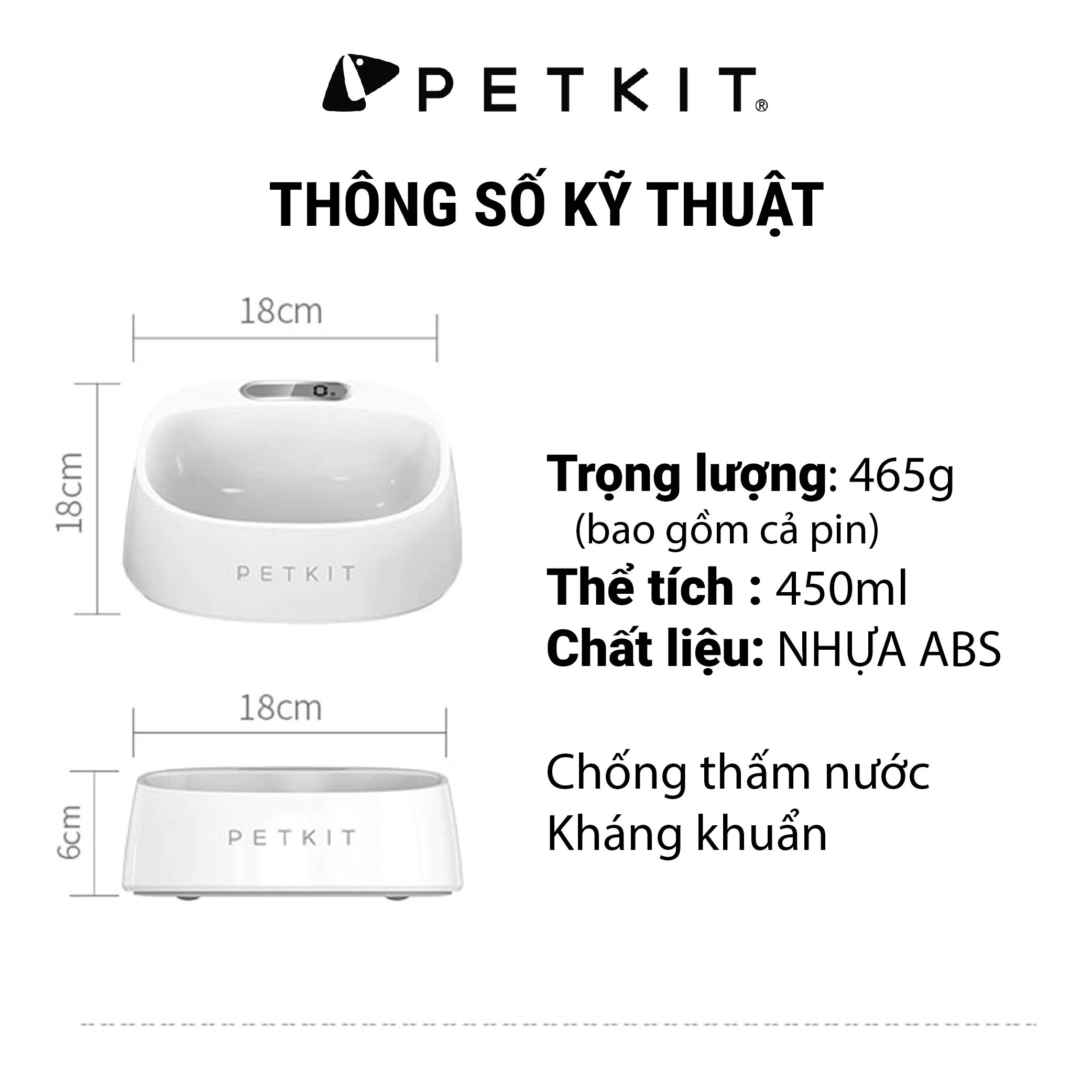 Bát Ăn Thông Minh, Chén Ăn Định Lượng, Cân Thức Ăn Cao Cấp, Kháng Khuẩn Petkit