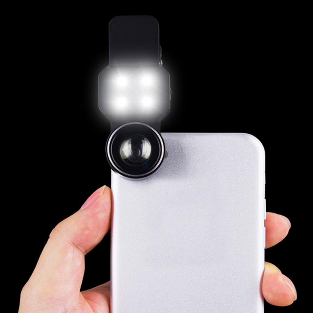 Clip On Camera Lens with LED Light for Mobile Phone/Tablet