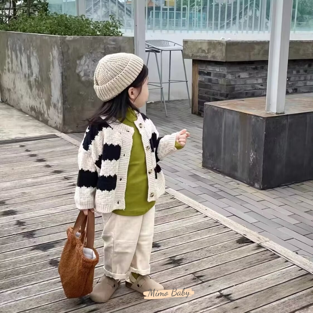 Áo cardigan len kẻ sọc basic mùa thu đông cho bé style Hàn Quốc QA64 Mimo Baby