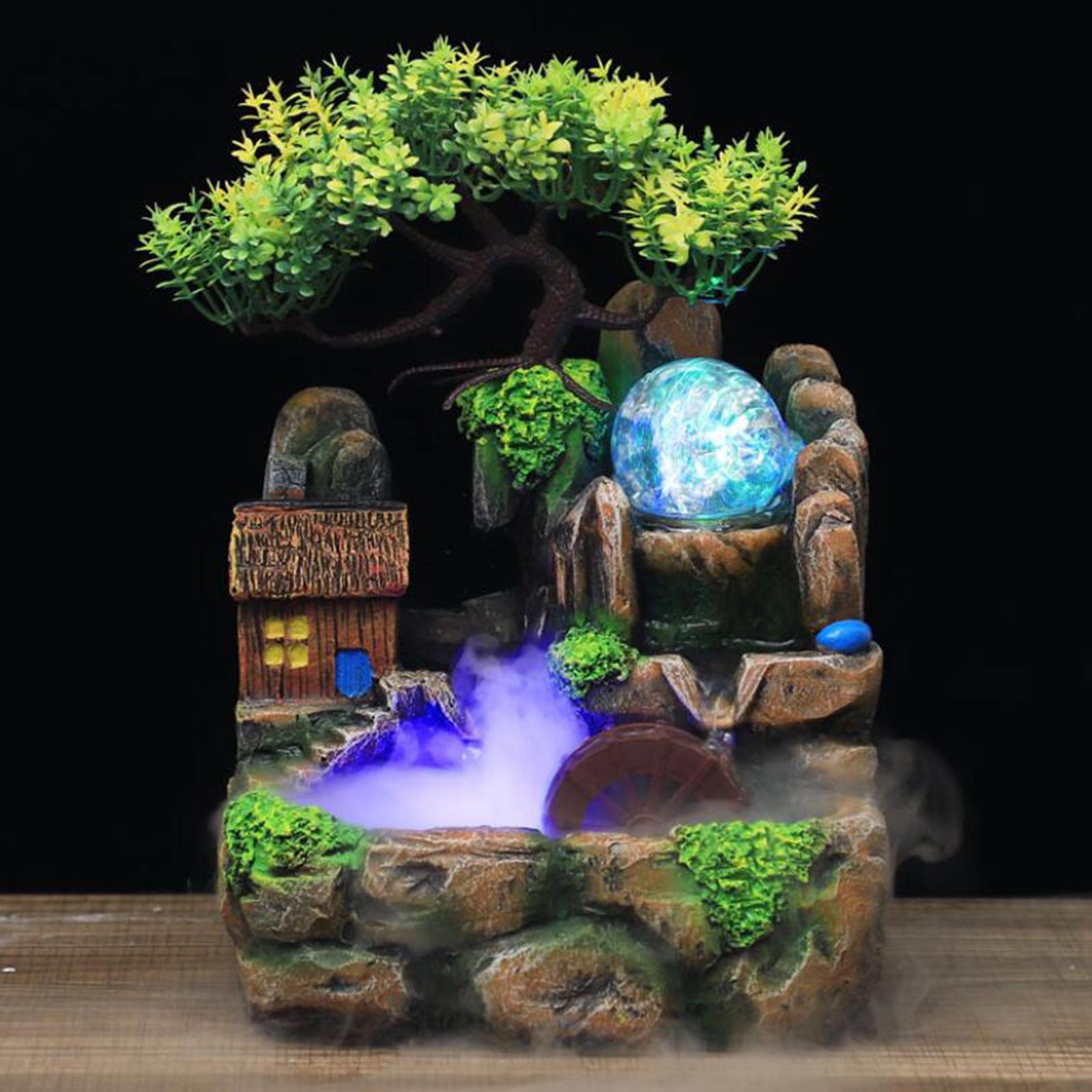 Creative Waterfall Fountain Rockery LED Lights Indoor Meditation