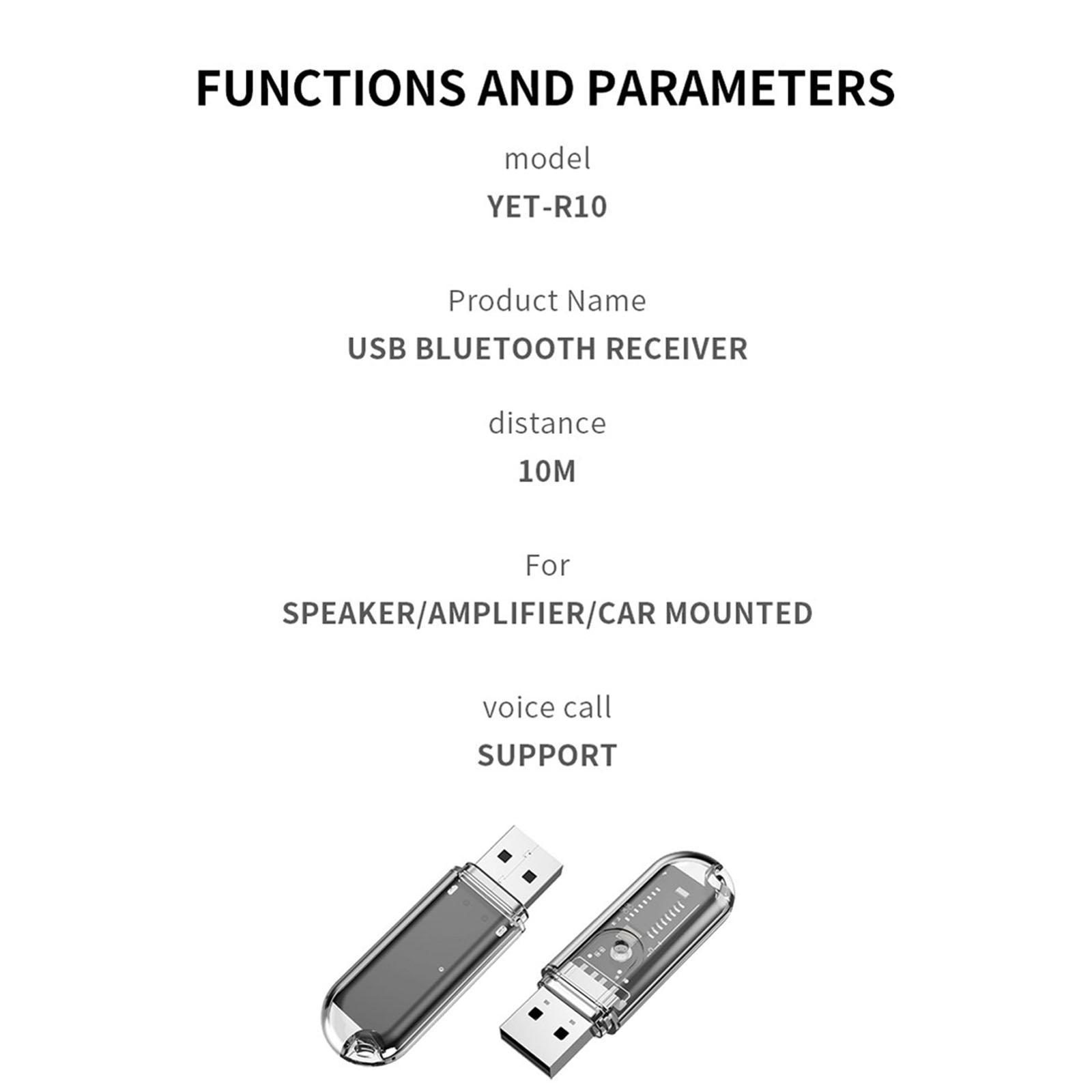 USB Bluetooth Receiver Wireless Audio Adapter for TV Car Stereo Sound System