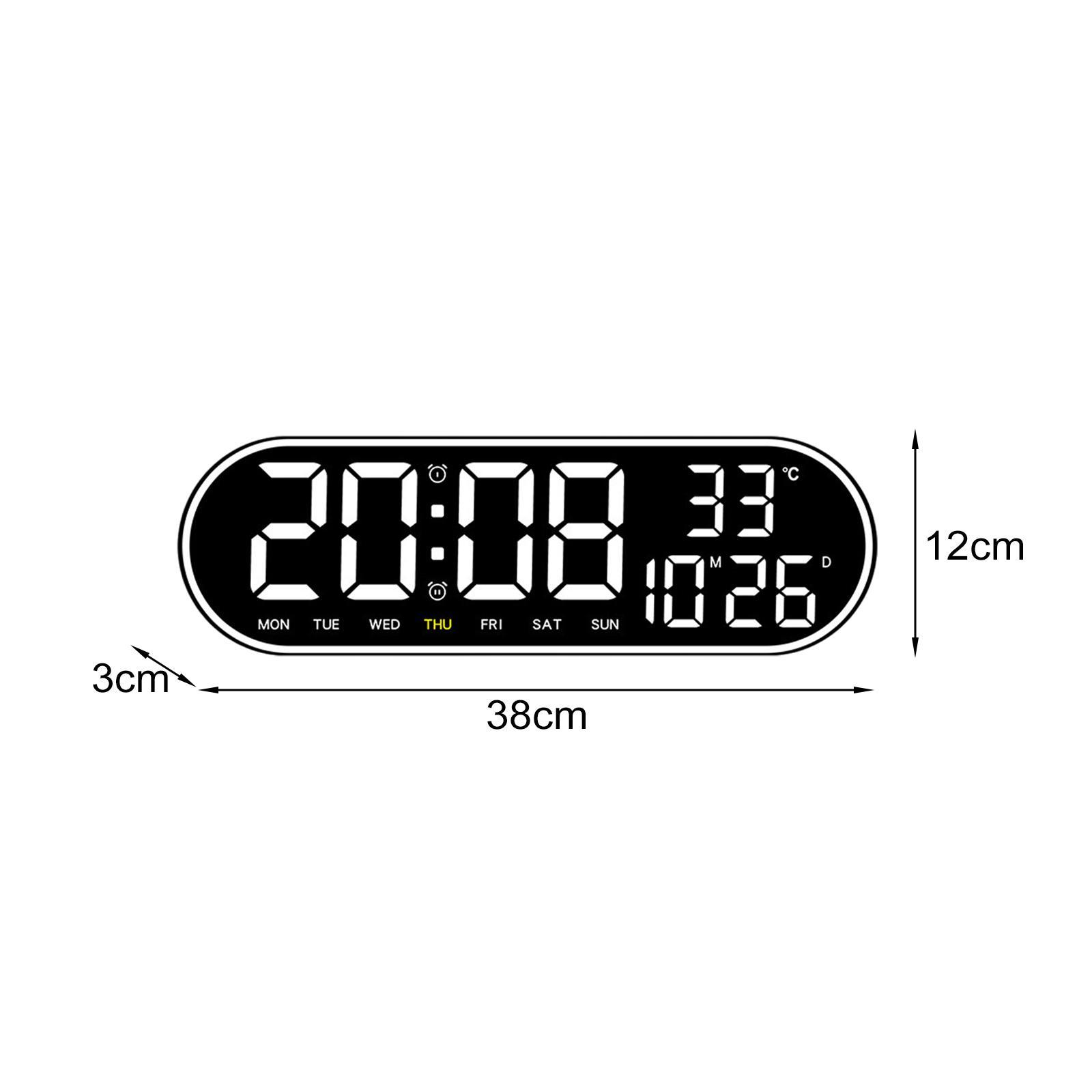 LED Wall Clock Modern LED Display Silent Alarm Clock for Home Bedroom Indoor