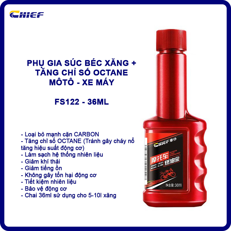 Chai súc béc xăng làm sạch cặn carbon kim phun Chief giúp tiết kiệm nhiên liệu cho xe máy