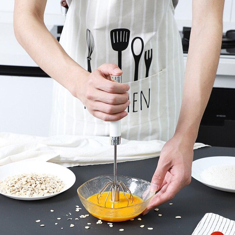 Semi-automatic Mixer Egg Beater Manual Self Turning Stainless Steel Whisk Hand Blender Egg Cream Stirring Kitchen Tools