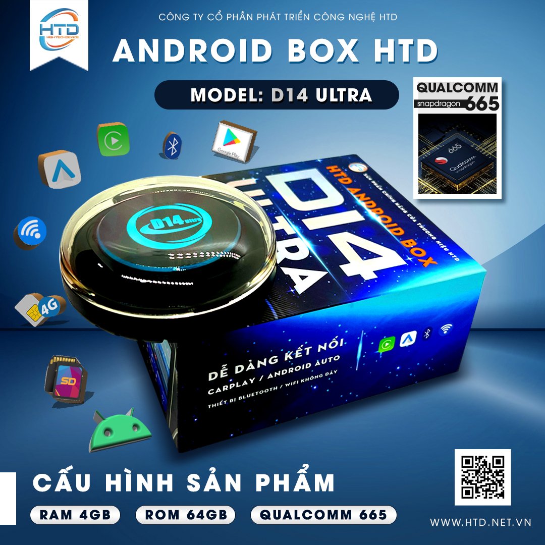 Hình ảnh Carplay Ai Box Android - Carplay AI Box D14 Ultra cho ô tô chính hãng HTD