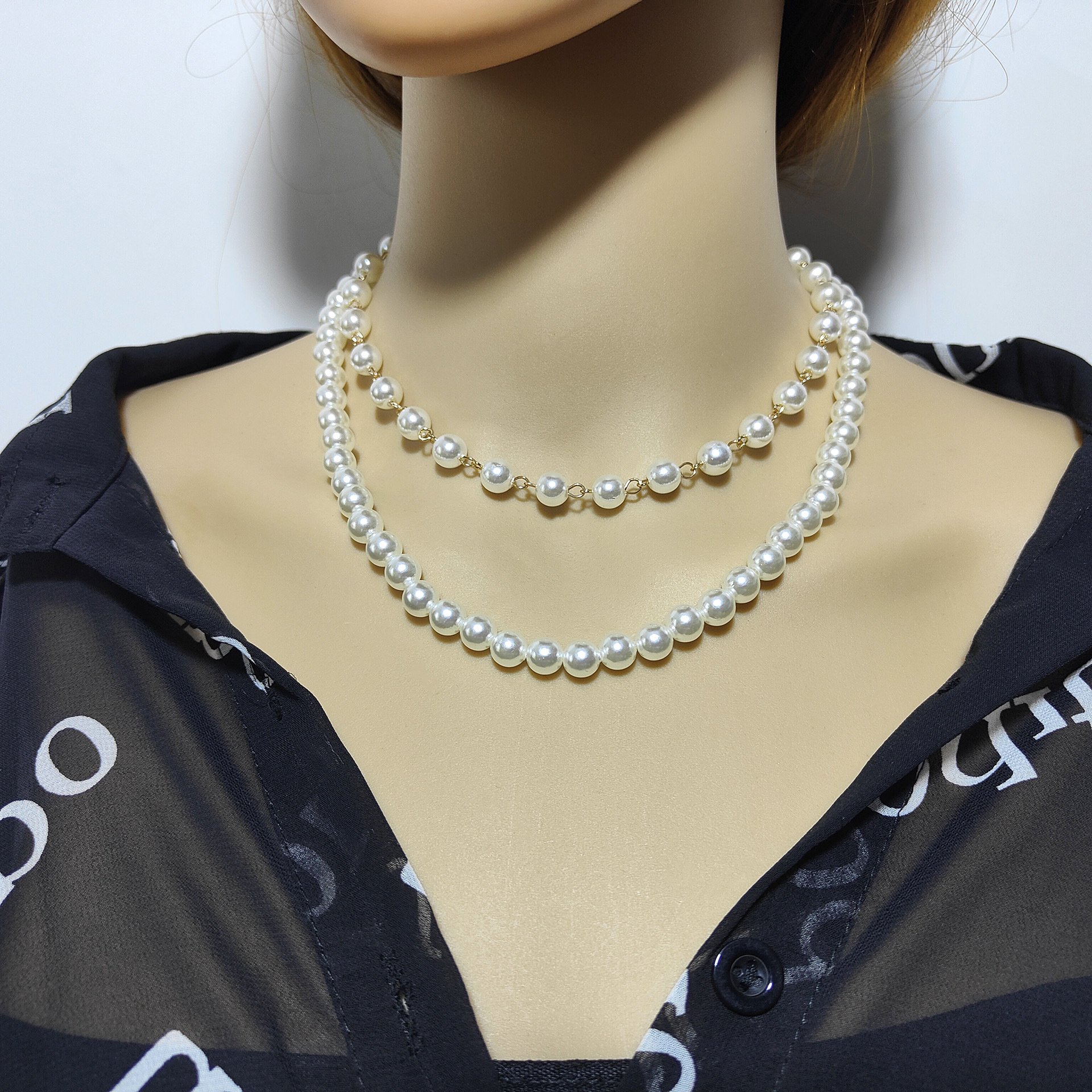 Dây chuyền vòng cổ mix ngọc trai 2 tầng sang trọng quyến rũ không hề bị dừ