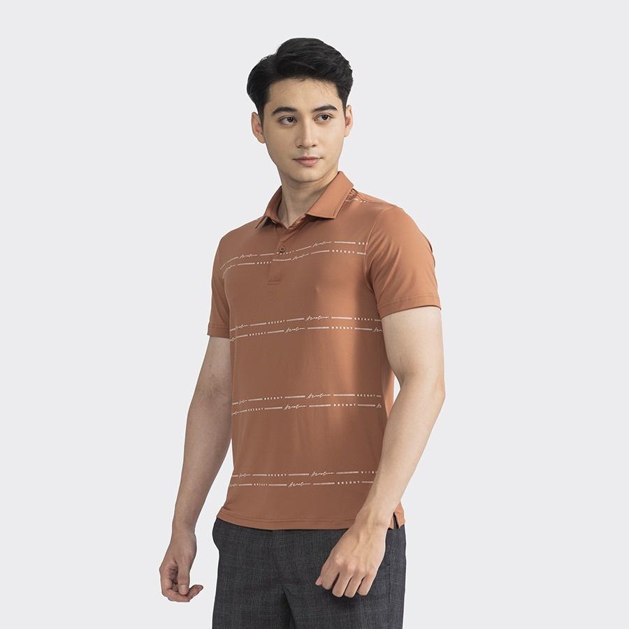 Áo polo ngắn tay ARISTINO họa tiết kẻ độc đáo, màu nâu thời thượng, lịch lãm- APS172S2