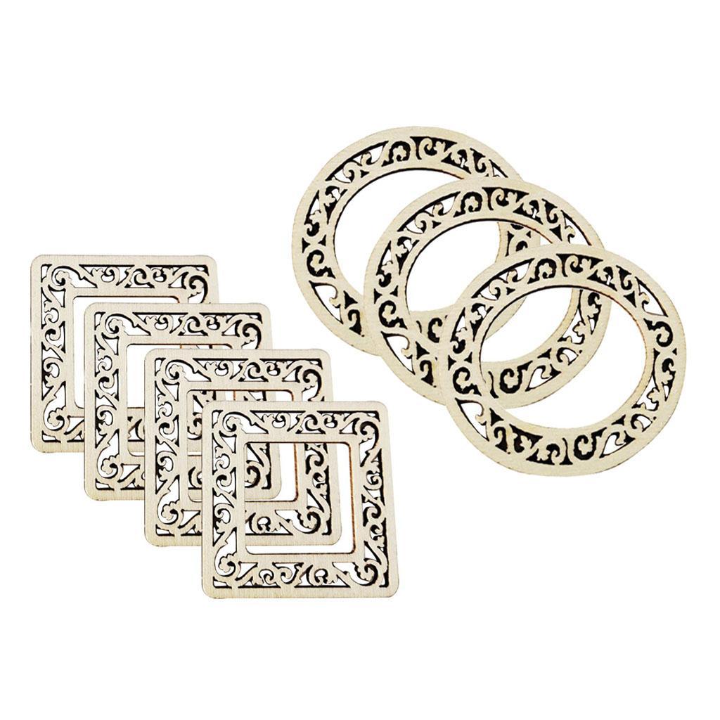 200x Cut Wood Frame Pieces Engraved Blank DIY Embellishments Art Decor