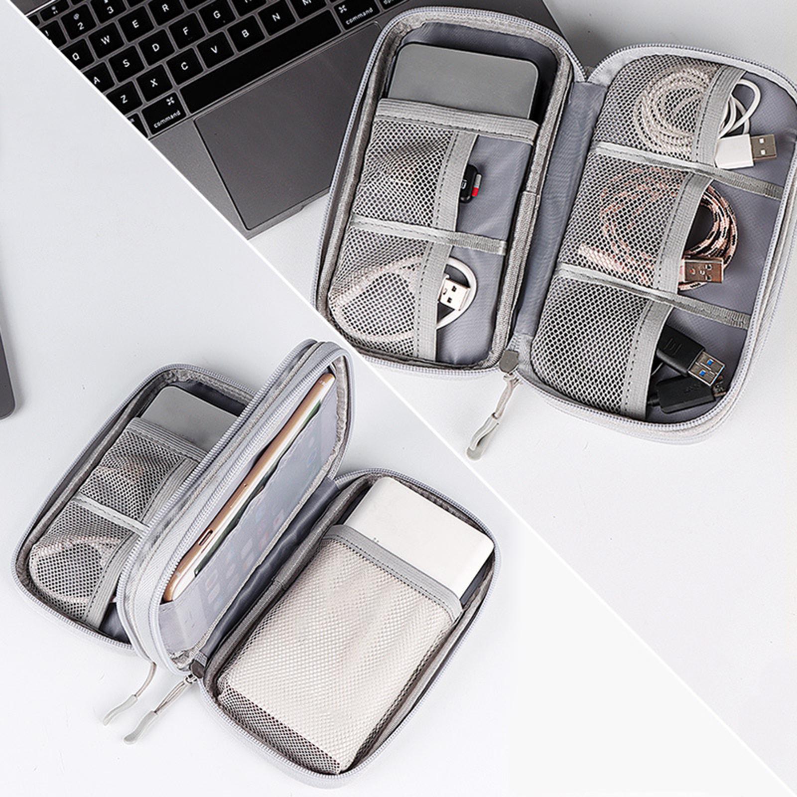 Travel Cable Organizer Bag Waterproof Double Layer Pouch for Data Cable Charger Electronics Accessories