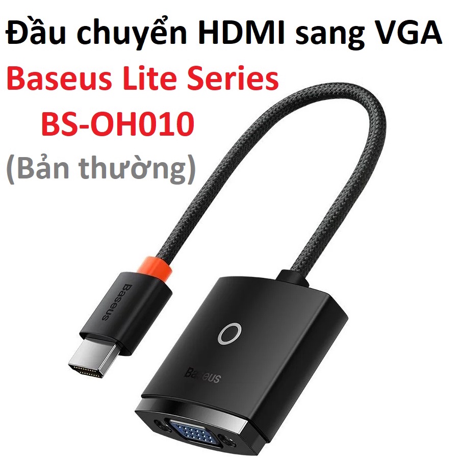 [ HDMI male-VGA female ] Đầu chuyển HDMI ra VGA 1080P Baseus Lite Series BS-OH010 -Hàng chính hãng