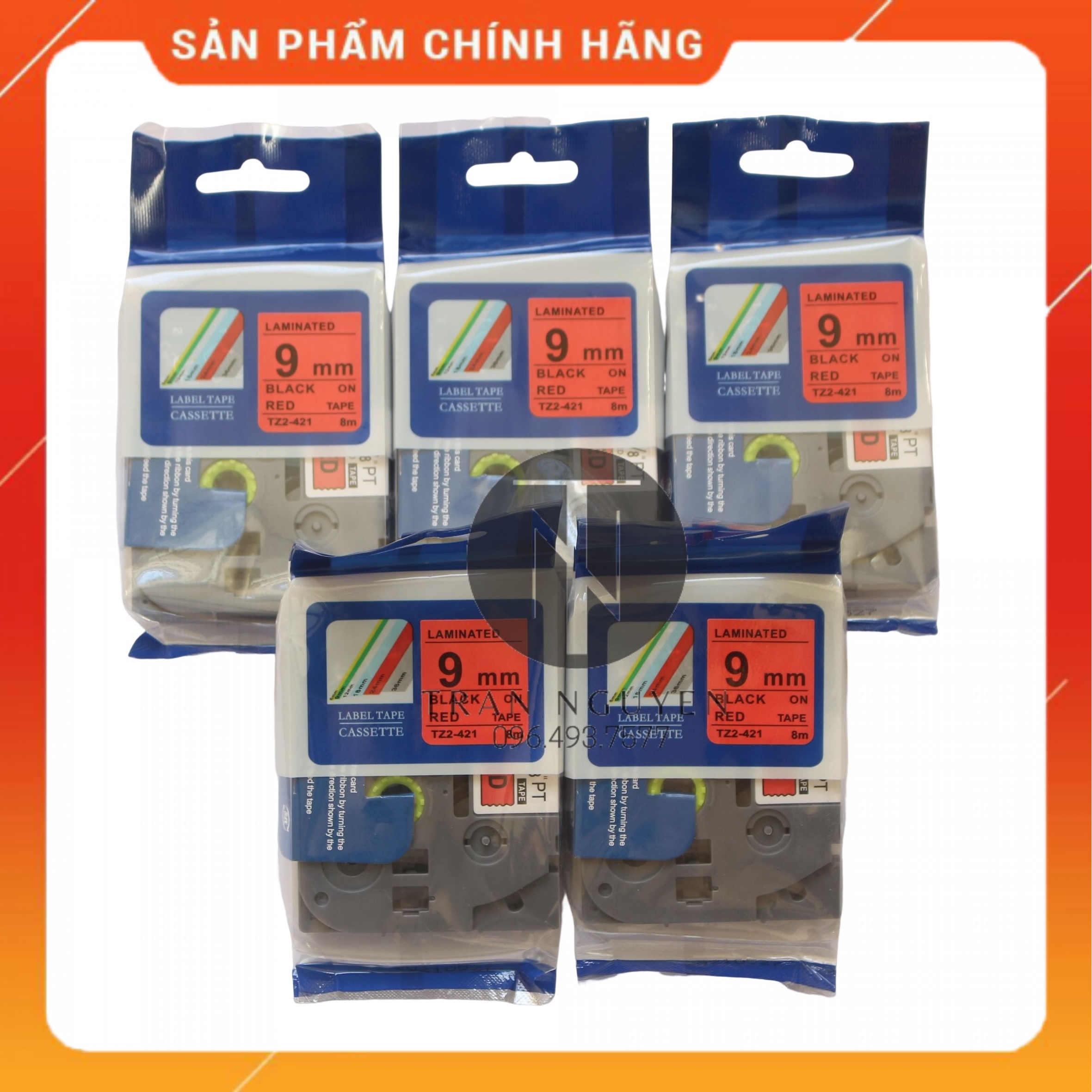 Nhãn In Brother Tz2-421 - Đen nền đỏ 12mm x 8m - Hàng nhập khẩu
