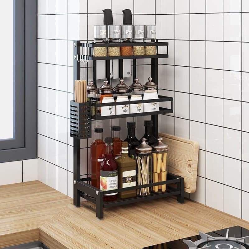 Kệ ,giá gia vị INOX , sơn tĩnh điện kèm ống đũa,có chỗ cài dao,đồ dùng phòng bếp hợp kim thép không gỉ