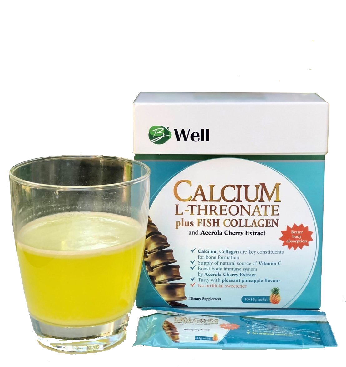 [ FREESHIP ] Gói canxi B Well có thành phầnCalcium L – Threonate gốc hữu cơ bổ sung Collagen - Hộp 10 gói/15g