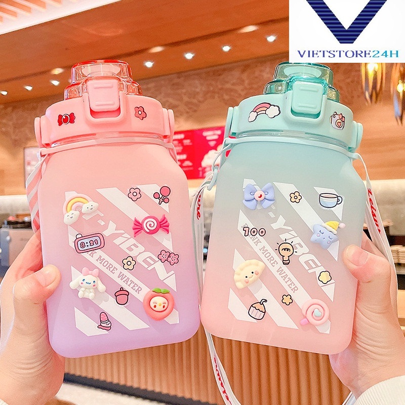 BÌNH NƯỚC VUÔNG ST-SPORT 1.000ML , KÈM STICKER ( CÓ DÂY ĐEO ) CỰC XINH - MÀU NGẪU NHIÊN