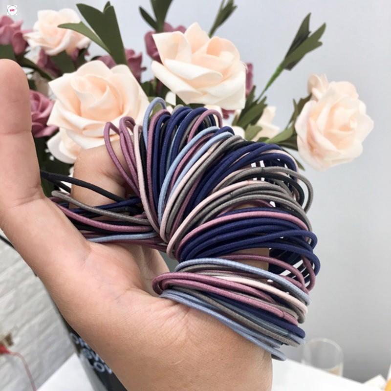 Set 100 Dây Buộc Tóc Đủ Màu Túi Zip