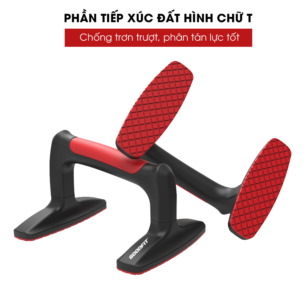 Dụng cụ chống đẩy, hít đất cao cấp đế chống trượt, chịu lực 300kg hàng chính hãng Goodfit GF301PU