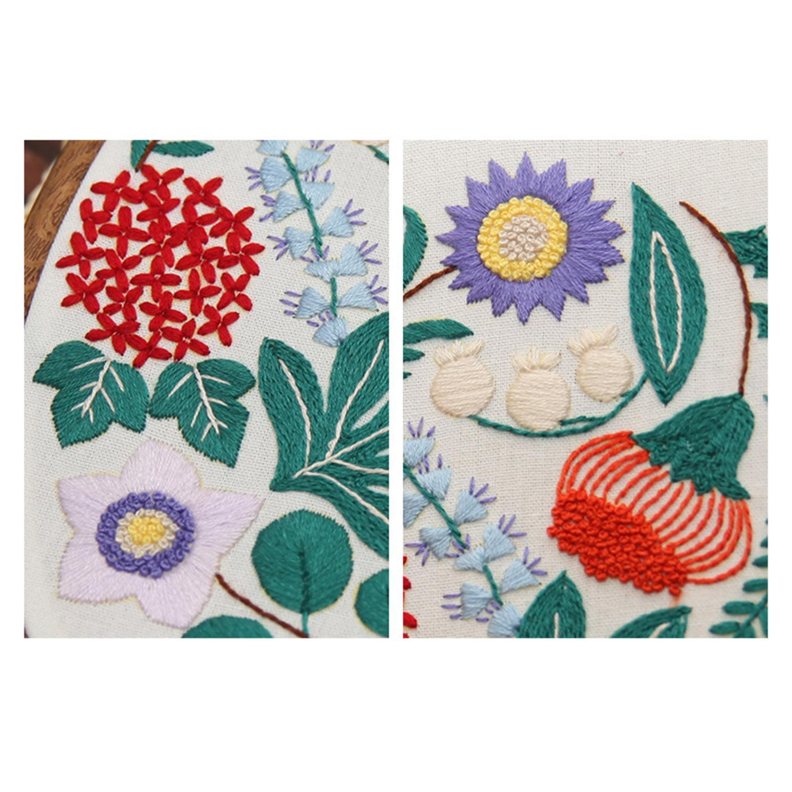 Stamped Embroidery Kit for Beginners with Pattern Floral Cross Stitch kit Starter Kit with Embroidery Hoop, Color Threads