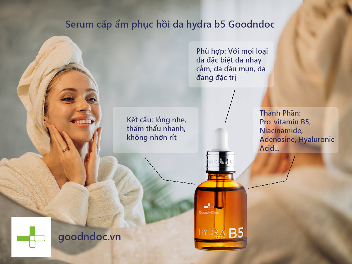 Serum dưỡng mờ thâm GoodnDoc Hydra B5 - dưỡng ẩm phục hồi, cấp ẩm cho da mịn và trẻ trung hơn