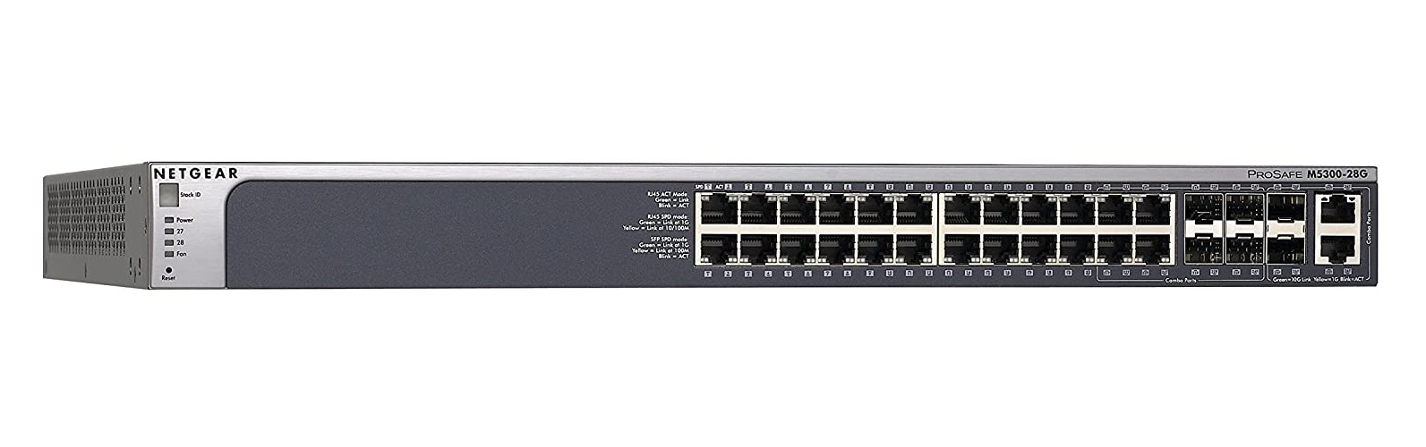 Thiết Bị Chia Mạng Gắn Rack 24 Cổng 10/100/1000M Với 4 Cổng Quang 1G SFP Và 2 Combo Cổng Quang 10G SFP+/ RJ45 10G Stackable Fully Managed Gigabit Ethernet ProSAFE Next-Gen Edge Switch Netgear GSM7228S - Hàng Chính Hãng