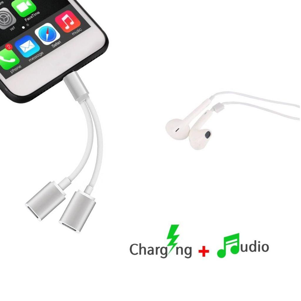 2 X Headphones Jack Charger & Audio Splitter Adapter for +Gold