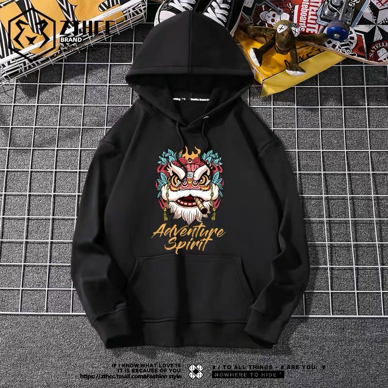 Áo hoodie form rộng in hình cá tính nhiều màu, Áo Hoodie Dáng Rộng In Hình Kỳ Lân Phong Cách Hàn Quốc Năng Động, Áo khoác hoodie CONXINH hình in Con Lân thời trang