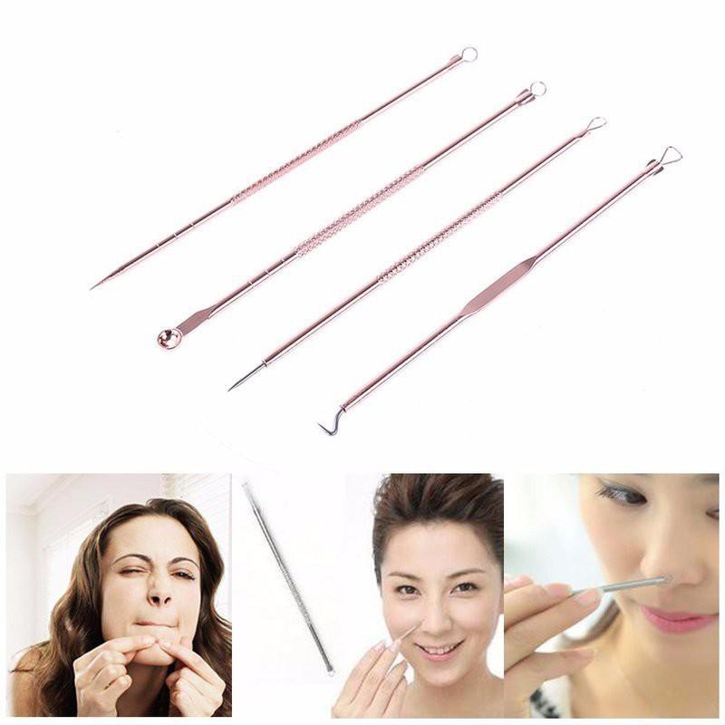 HỘP NẶN MỤN VÀ LẤY RÁY TAI INOX 4 QUE 8 ĐẦU.