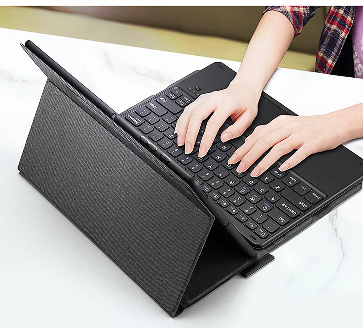 Bao da danh cho Samsung Galaxy Tab S9, Tab S9 Plus, Tab S9 FE, Tab S9 Fe Plus kèm bàn phím bluetooth có bàn di chuột TouchPad hiệu Dux Ducis - Hàng nhập khẩu