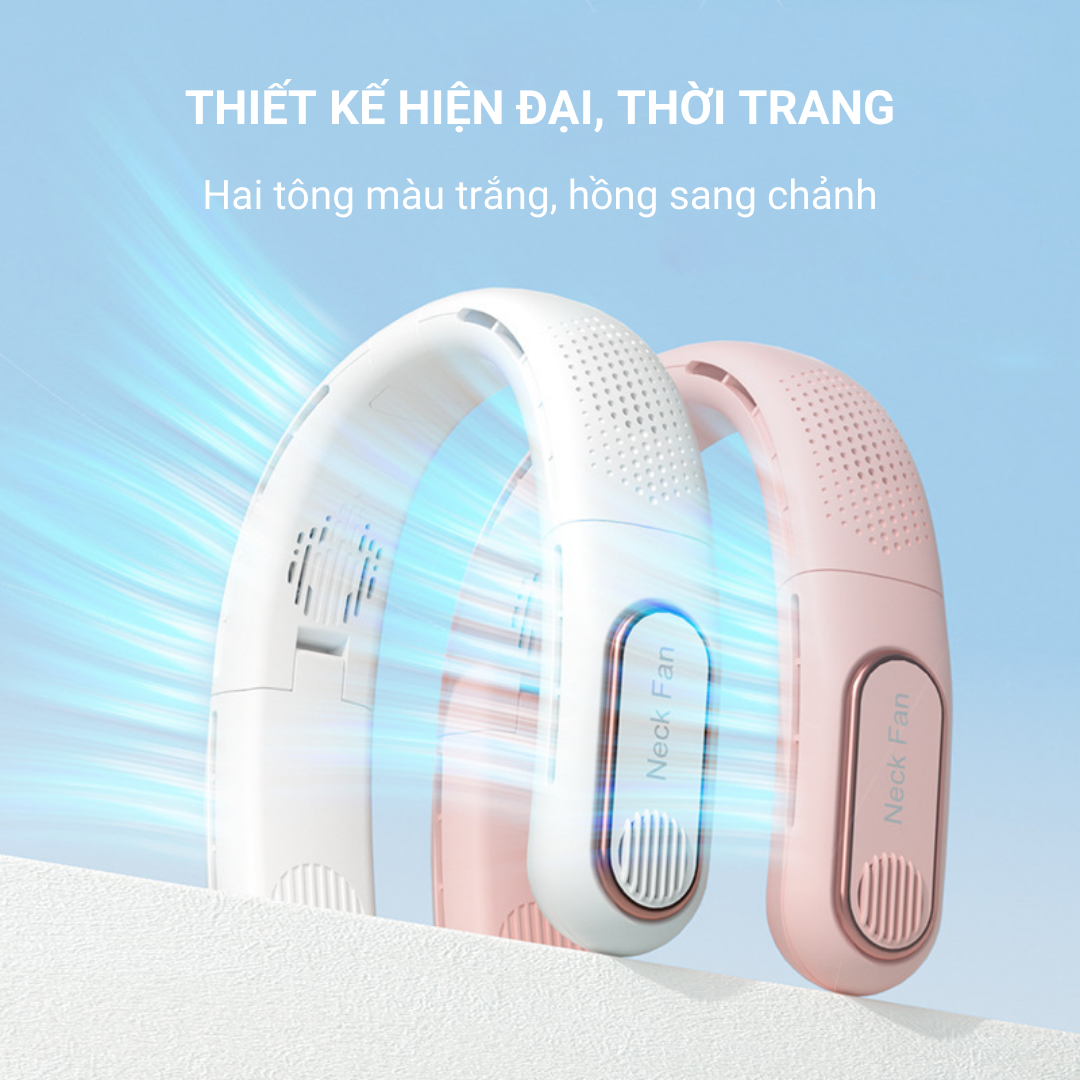 Quạt Mini Đeo Cổ BLADELESS NECKFAN A339, Quạt Đeo Cổ Thông Minh Tích Điện Không Cánh, Máy Quạt Treo Cổ Pin 4000mAh