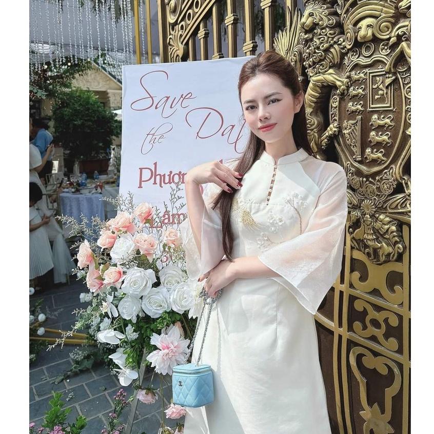 Áo Dài Cách Tân Ngọc Nữ Đính Kết Chim Đào Trước Ngực Cho Các Nàng Diện Cưới...