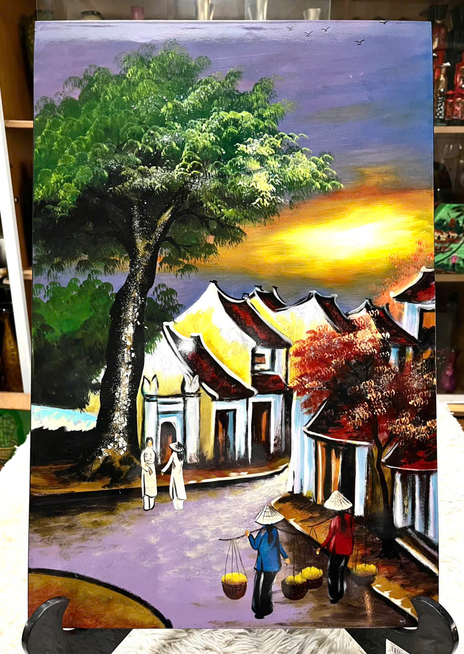 Tranh Sơn Mài - PHỐ CỔ VIỆT NAM | Size 40x60 cm | Hoài Niệm Thời Gian – Nghệ Thuật Sơn Mài Truyền Thống