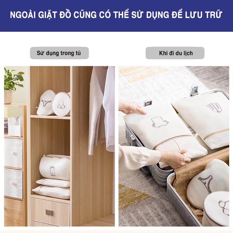 Túi giặt đồ máy giặt cao cấp 3 lớp DOROTA vải lưới dày đựng quần áo đồ lót tất vớ nhiều kích thước TG1