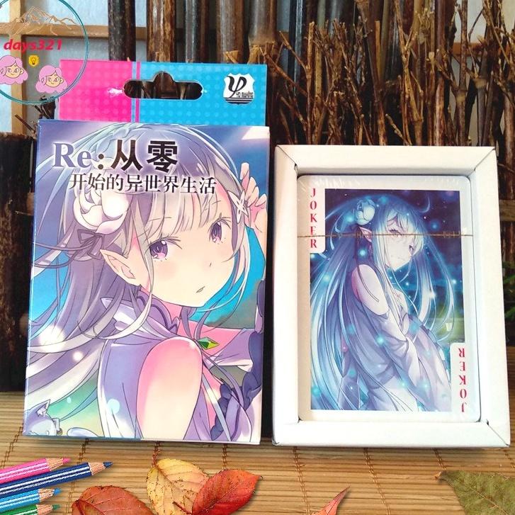 Bộ bài tú lơ khơ Re:Zero − Bắt Đầu Lại Ở Thế Giới Khác 54 ảnh khác nhau in hình anime manga
