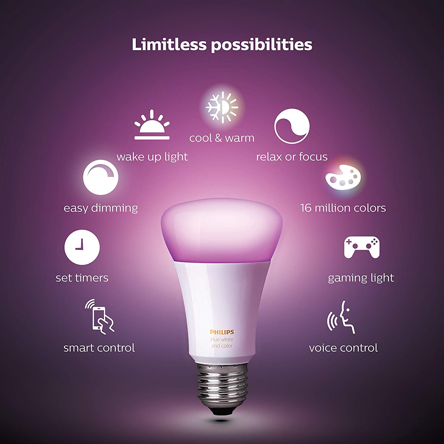 Bóng đèn thông minh RGB Philips Hue White and Color Ambiance E27 9W - Hàng chính hãng