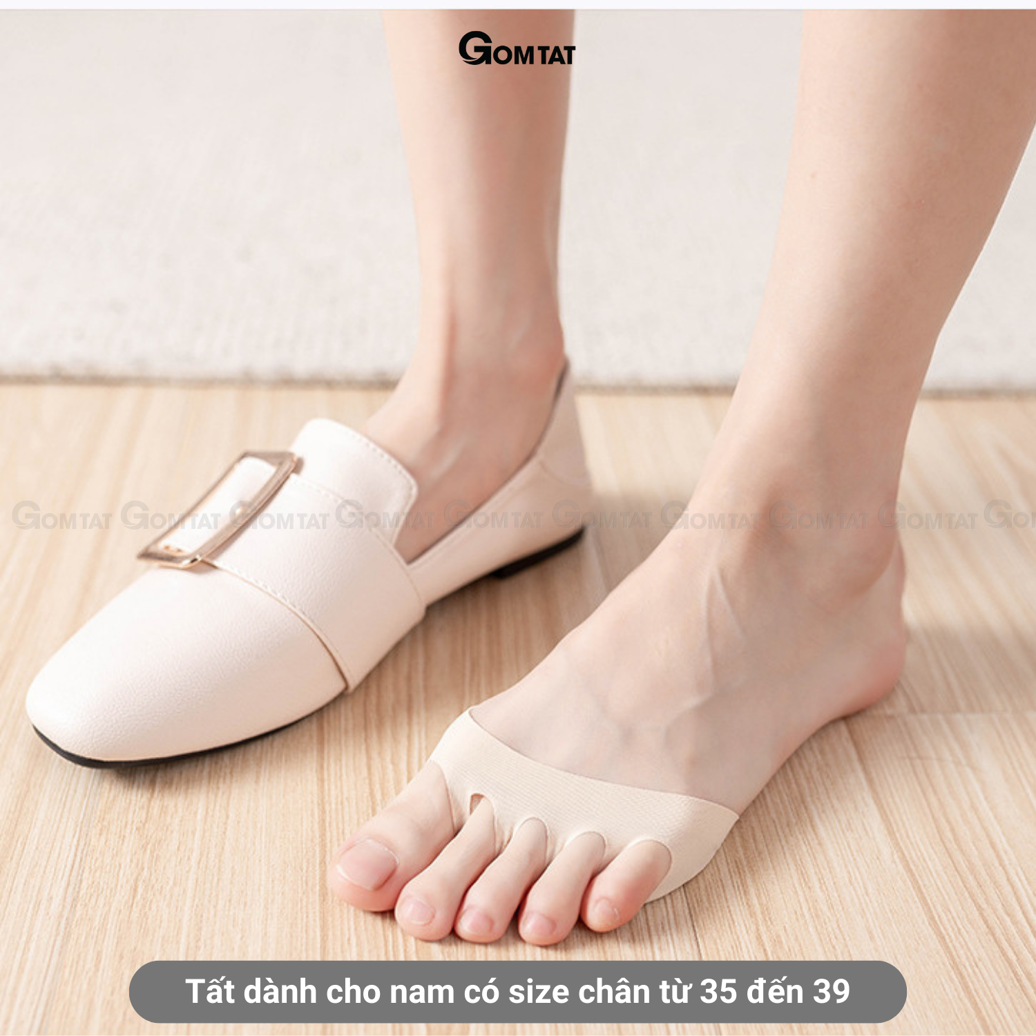 Miếng lót giày cao gót chất liệu sợi cotton cao cấp, tất đi giày cao gót mũi chân loại xỏ ngón - PO-MUICHAN-3010-1DOI