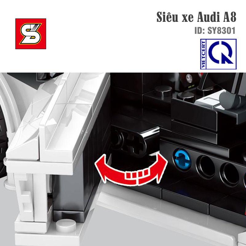 Đồ chơi lắp ráp mô hình xe kéo cót chạy đà Siêu xe Audi A8 - SY BLOCK SY8301