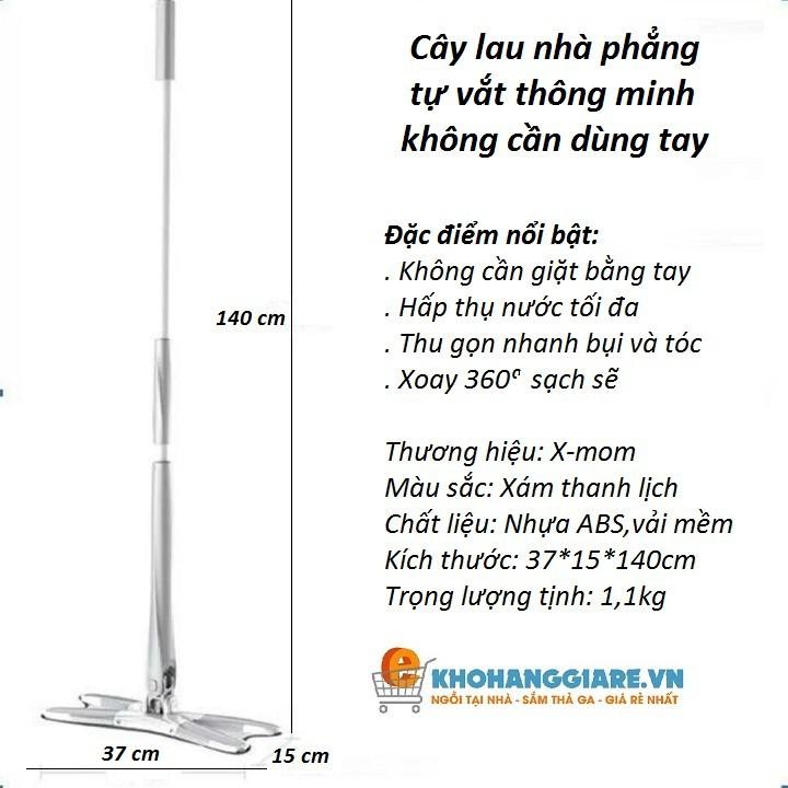 Chổi lau nhà tự vắt - Hàng loại 1 - Chổi lau nhà thông minh Xmom - Cây lau sàn nhà giá rẻ