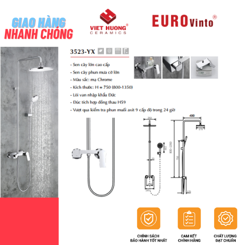 BỘ SEN TẮM ĐỒNG THAU NÓNG LẠNH EUROVINTO CAO CẤP MÃ 3523-YX
