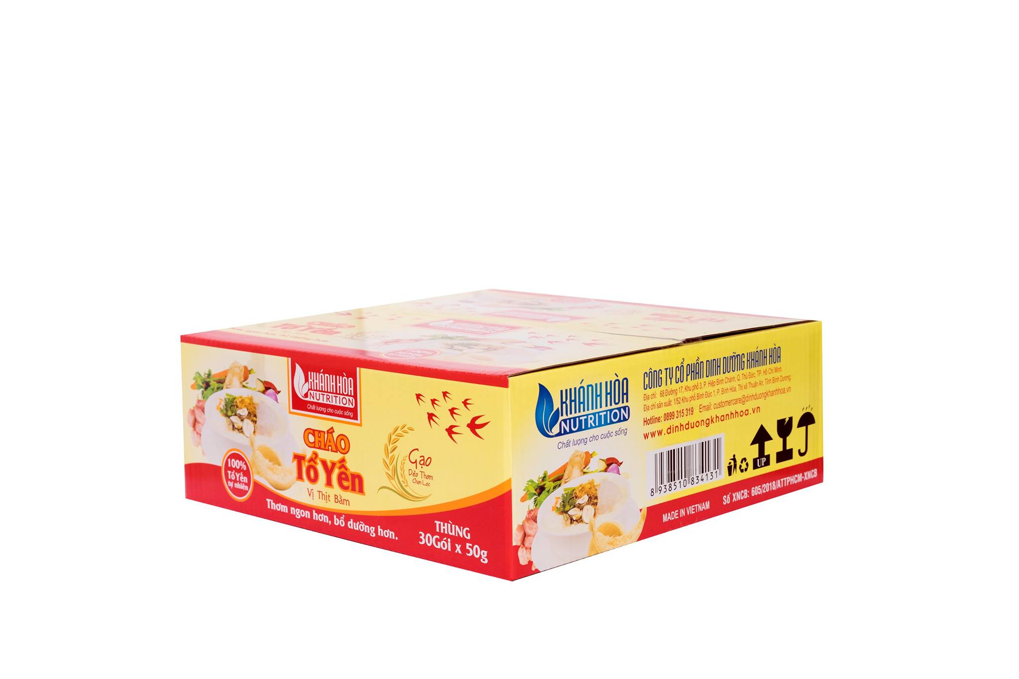 Cháo Tổ Yến Cao Cấp Vị Thịt Bằm - Khánh Hòa Nutrition - Thùng 30 gói  x 50g