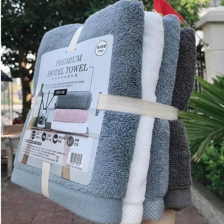 SET 4 KHĂN TẮM COTTON XUẤT HÀN PREMIUM HOTEL TOWEL SIÊU DÀY MỊN - KT 40X80CM