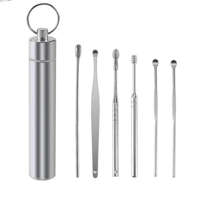 Bộ Dụng Cụ Vệ Sinh Tai 6 Món, Lấy Ráy Tai Cao Cấp Bằng Thép Không Gỉ Cho Gia Đình