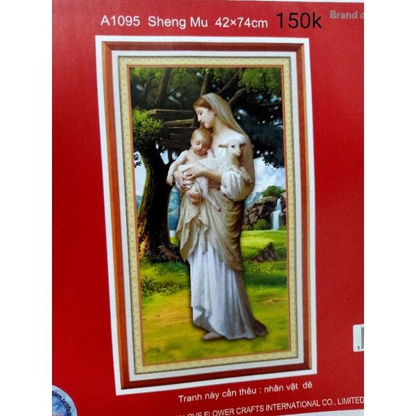 Tranh Thêu Chữ Thập Đức Mẹ Bồng Chúa A1095