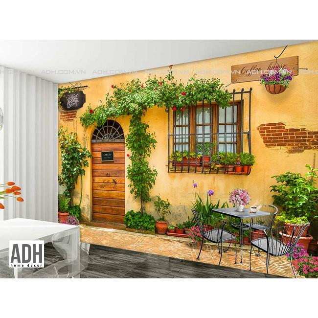 Decal dán tường ngôi nhà màu vàng ADH181228-1